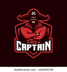 red captain logo design template illustration
