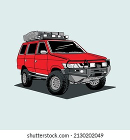 red car adventure vector ilustration