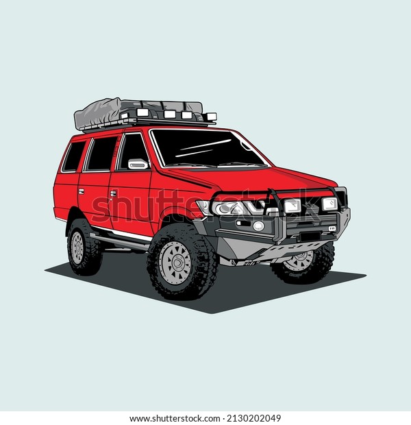 red car adventure vector\
ilustration