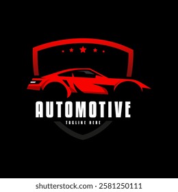 Red Car automotive logo with shield