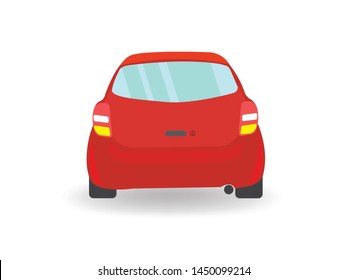Red car back side view illustration vector