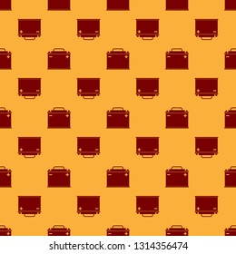 Red Car battery icon isolated seamless pattern on brown background. Accumulator battery energy power and electricity accumulator battery. Flat design. Vector Illustration