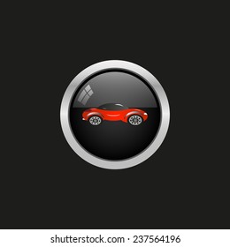 red car, black button, vector