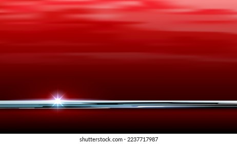 Red car body fragment, part. Background for banner in automotive style. Shiny car close up view. Vehicle paint coating texture. Chrome molding, logo, steel body. Vector background, mockup, template - Shutterstock ID 2237717987