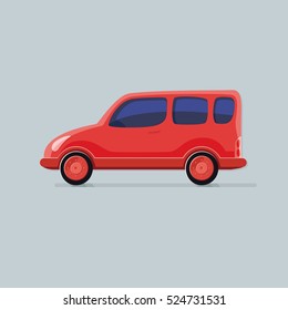 Red car cargo type isolated background. Flat icon vector illustration.