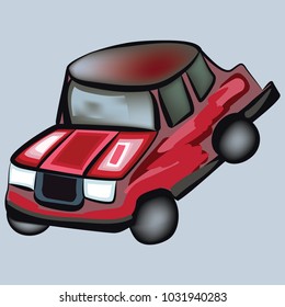 Red car. Cartoon