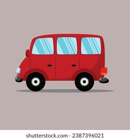 Red Car Cartoon flat vector collection Vector Illustration