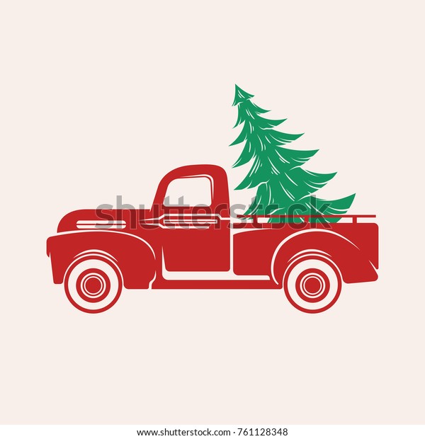 Rotes Auto Mit Weihnachtsbaum Stock Vektorgrafik Lizenzfrei