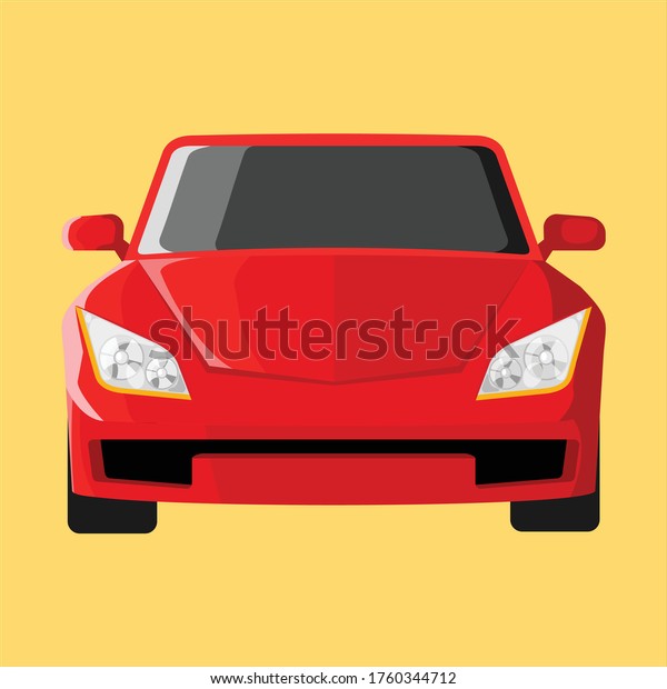 Red car design, illustration of\
red car isolated orange background, Luxury red car\
design,