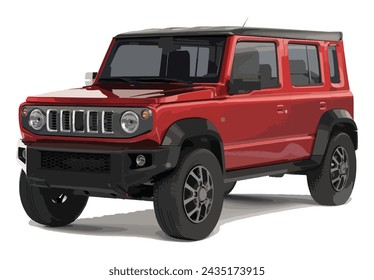 red car design modern art vector template isolated on new technology hybrid power turbo car Jimny Sierra Maruti Japan India sport modern art design white background