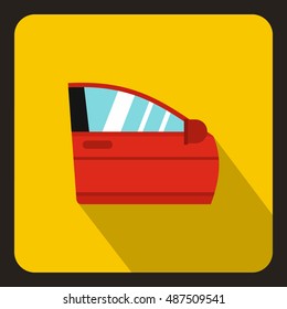 Red car door icon in flat style on a yellow background vector illustration