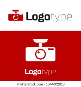 Red Car DVR icon isolated on white background. Car digital video recorder icon. Logo design template element. Vector Illustration