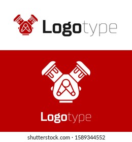 Red Car engine icon isolated on white background. Logo design template element. Vector Illustration