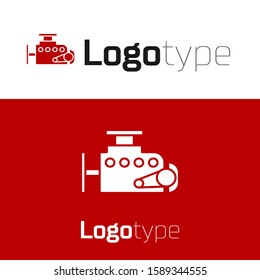 Red Car engine icon isolated on white background. Logo design template element. Vector Illustration