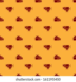 Red Car engine icon isolated seamless pattern on brown background.  Vector Illustration