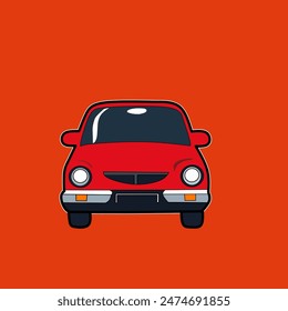 diseño plano del coche rojo simple sobre fondo naranja