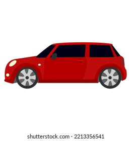 Red car, flat design, vector illustration.