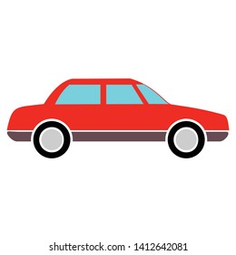 Red car flat icon vector illustration - Vehicle flat icon for web design, symbol, sign and transport 