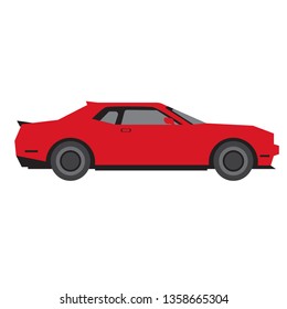 red car flat illustration on white