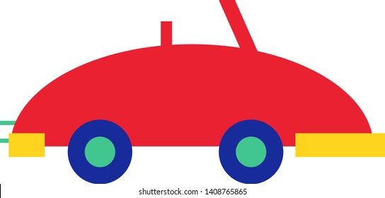Red car flat illustration on white