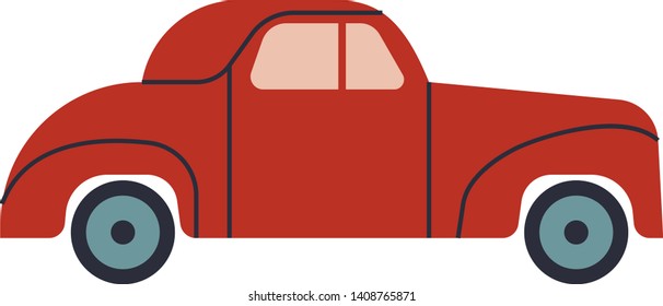 Red car flat illustration on white