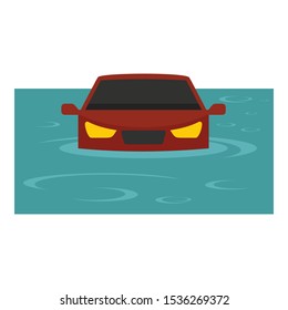 Red car flood icon. Flat illustration of red car flood vector icon for web design