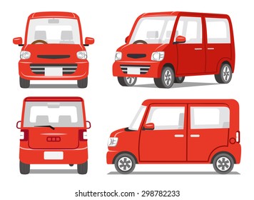 Red car four angle set