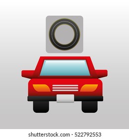 red car front circle road way design vector illustration eps 10