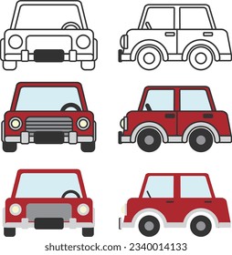 Red car front and side illustrations