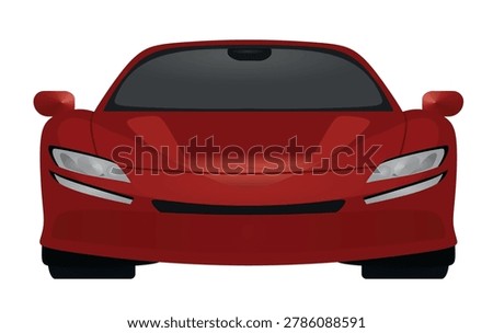 Red car. front view. vector illustration	