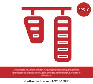 Red Car gas and brake pedals icon isolated on white background.  Vector Illustration