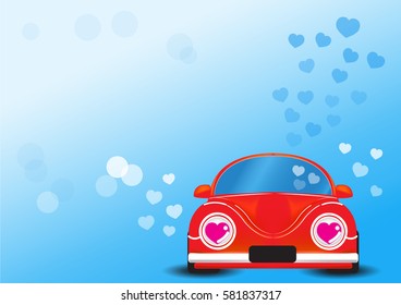 Red car with heart vector illustration