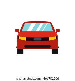 Red car icon in flat style isolated on white background