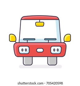 Red car icon front view isolated
