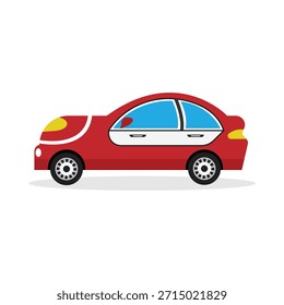 Icono rojo del coche aislado en el fondo blanco