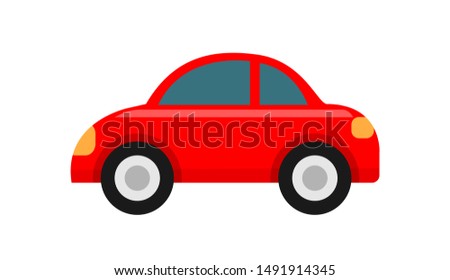 red car icon isolated on white background, clip art car red cute, illustration car flat simple for infographic design, car shape concept for children learning