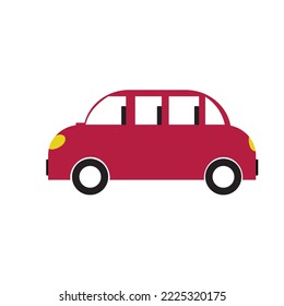 icono del coche rojo en fondo blanco aislado