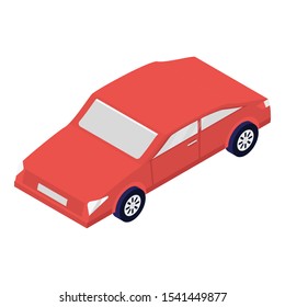 Red car icon. Isometric of red car vector icon for web design isolated on white background