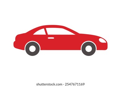 Red car icon side view vector art illustration.