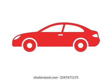 Red car icon side view vector art illustration.