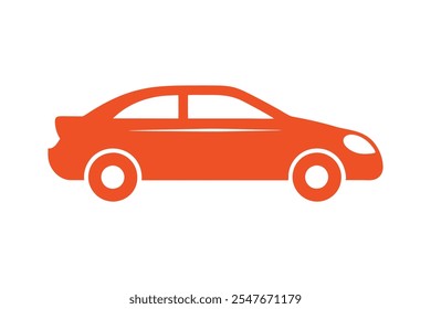 Red car icon side view vector art illustration.