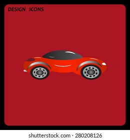 red car. icon. vector design. Flat design style 