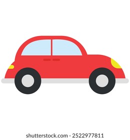 Red car illustration in flat design style.