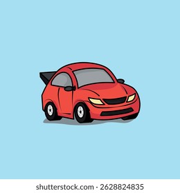 Red car illustration isolated background