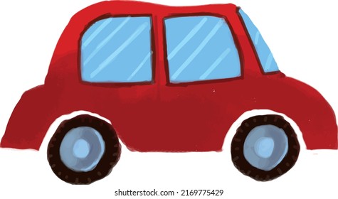 Red car illustration simple style clipart