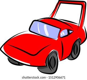 Coche rojo, ilustración, vector sobre fondo blanco.