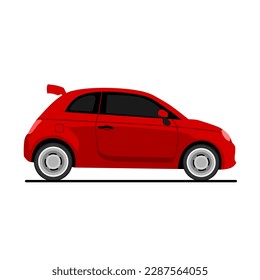 Ilustración roja del coche vista lateral del vector sobre fondo blanco