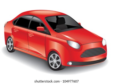 Red car isolated on white background