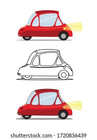 Red car isolated on white background. Side view. vector illustration in flat style
