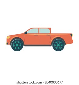 Red car isolated on white background. Travel vehicle. Vector.